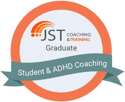 JST Coaching and Training graduate badge, Student and ADHD Coaching
